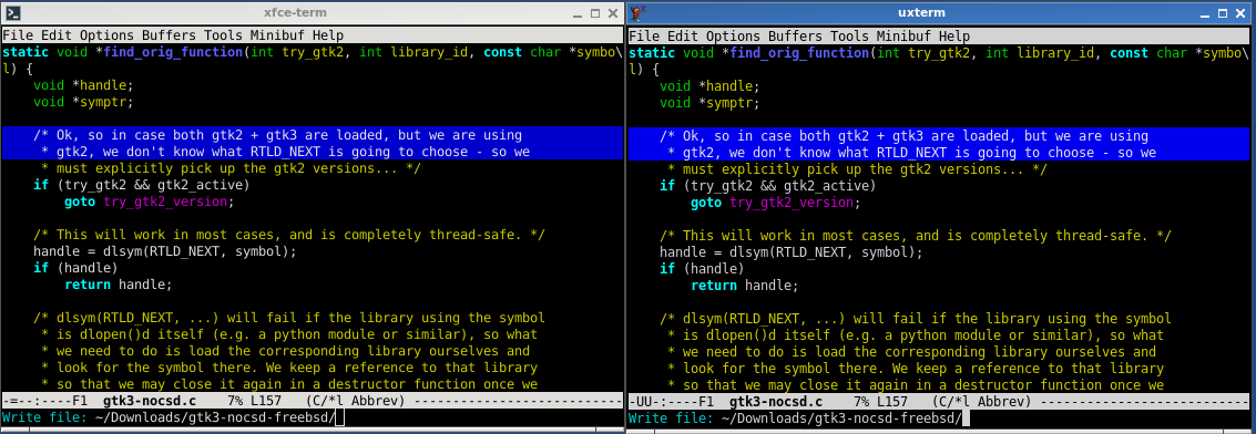 An XTerm and an xfce4-terminal. They could be twins!